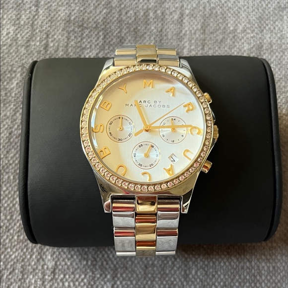 Marc By Marc Jacobs Accessories - Marc by Marc Jacobs Two-Tone Gold and Silver Crystal Bezel Watch MBM3197